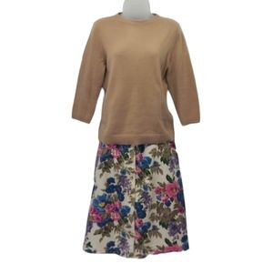 Koret City Blues Skirt Vintage Mid Length Flower Print Below Knee Floral Cottage